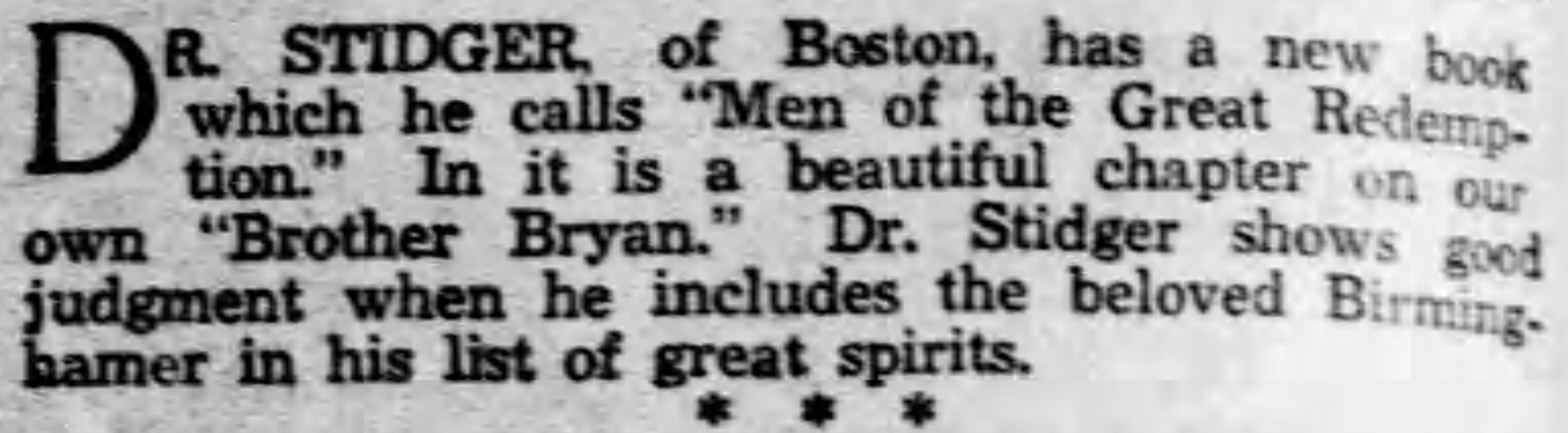 Stidger's Men of the Great Redemption note